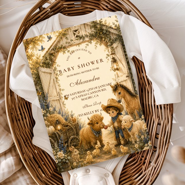 Convites Chá de Bebê Clássico Menino Boho Western (Criador carregado)