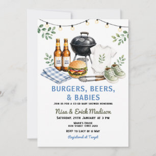 Convites Chá de Bebê Co-Ed Burgers, Cervejas & Bebês