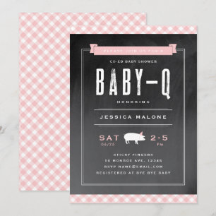 Convites Chá de Bebê Co-ed Gingham Baby BBQ