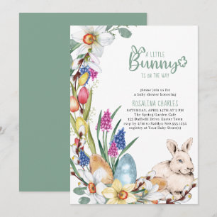 Convites Chá de Bebê Coelhinhos e Tulipas