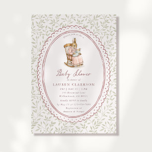 Convites Chá de Bebê Coelho de Conto de Fadas Vintage Blush