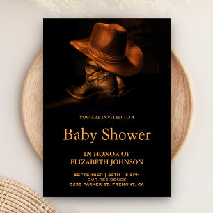 Convites Chá de Bebê com Chapéu e Botas de Cowboy Rústico