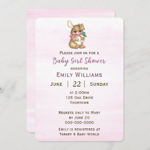 Convites Chá De Bebê Com Coelhinha