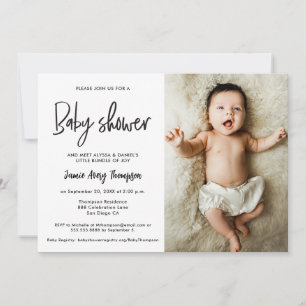 Convites Chá de Bebê com Foto Personalizado Minimalista Mod