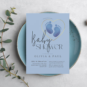 Convites Chá de Bebê com Lente Azul Escamuflada