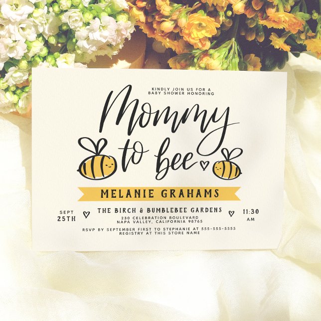 Convites Chá de Bebê com Letreiro de 'Mommy To Bee' e Favo  (Criador carregado)