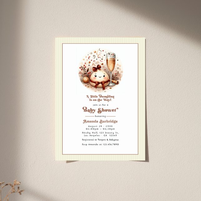 Convites Chá de Bebê com Mousse de Mocha e Pequenos Bolinho (A Little Dumpling Mocha Mousse Baby Shower Invitation)
