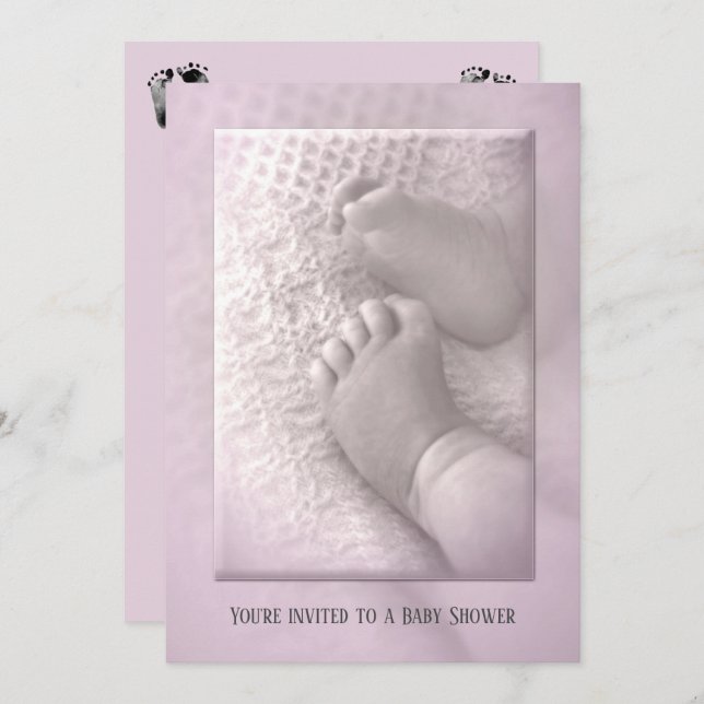 Convites Chá de Bebê com Pés de Bebê (Frente/Verso)