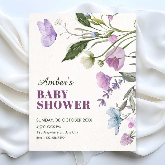 Convites Chá de bebê com ramo floral (Criador carregado)