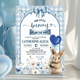 Convites Chá de Bebê Coquete Dusty Blue Pequeno Coelho
