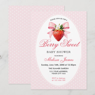 Convites Chá de Bebê Coquette Berry Sweet Baby Shower