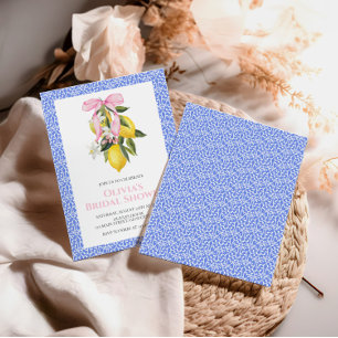Convites Chá de Bebê Coquette com Laço Rosa Limão