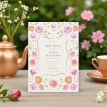 chá de bebê coquette floral pastel