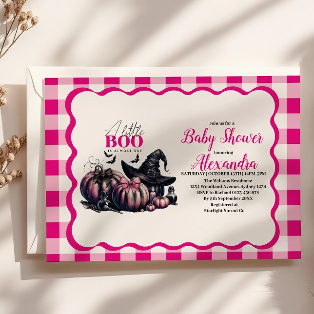 Convites Chá de Bebê Cor-de-Rosa de Halloween (Criador carregado)
