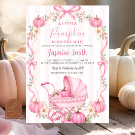 Convites Chá de Bebê Cottage Coquete Pink Outono Abóbora