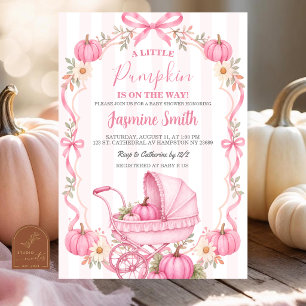 Convites Chá de Bebê Cottage Coquete Pink Outono Abóbora