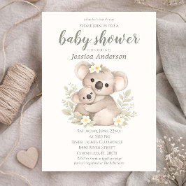 Convites Chá de Bebê Cottagecore Boho Koala Neutro em Gêner