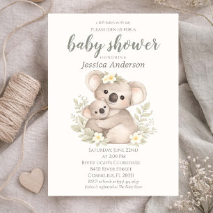 Convites Chá de Bebê Cottagecore Boho Koala Neutro em Gêner