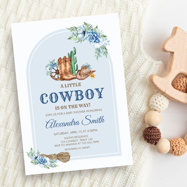 Convites Chá de Bebê Cowboy (A Little Cowboy Baby Shower Invitation)
