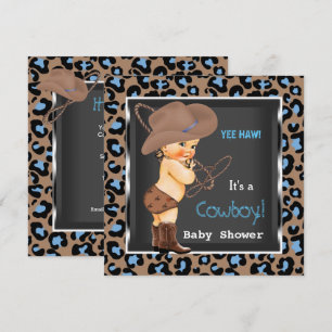 Convites Chá de Bebê Cowboy Menino Azul Marrom
