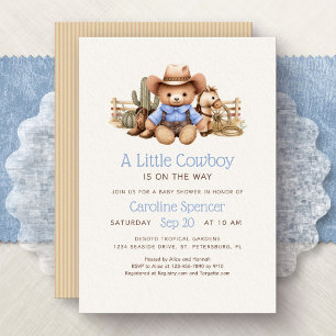 Convites Chá de Bebê Cowboy Western Azul