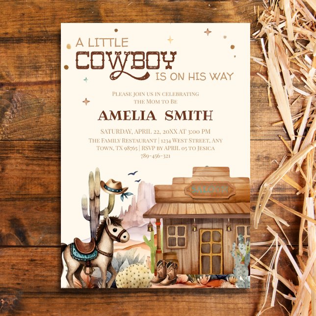 Convites Chá de Bebê Cowboy Western Rústico Oeste Selvagem (Criador carregado)
