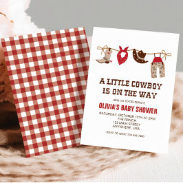 Convites Chá de Bebê Cowboy Western vermelho