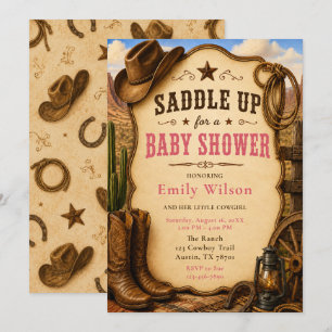 Convites Chá de Bebê Cowgirl