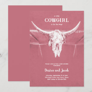 Convites Chá de Bebê Cowgirl Dusty Pink Western Country