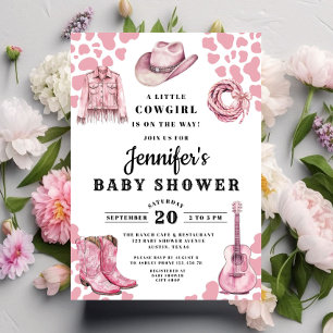 Convites Chá de Bebê Cowgirl Rosa Moderna