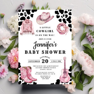 Convites Chá de Bebê Cowgirl Rosa Moderno