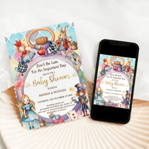 Convites Chá de Bebê da Alice no País das Maravilhas 