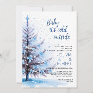 Convites Chá de Bebê da Árvore de Natal Azul
