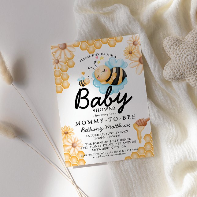Convites Chá de Bebê da Mamãe Abelha Bumble Bee (Criador carregado)