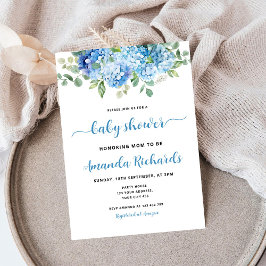 Convites Chá de Bebê da Mamãe Hydrangea Azul
