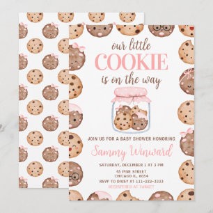 Convites Chá de Bebê da Nossa Pequena Biscoitinha Rosa