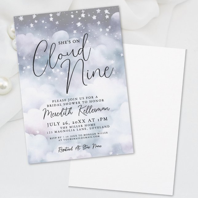 Convites Chá de Bebê da Nuvem Caprichosa (Whimsical Cloud Bridal Shower Invitation)