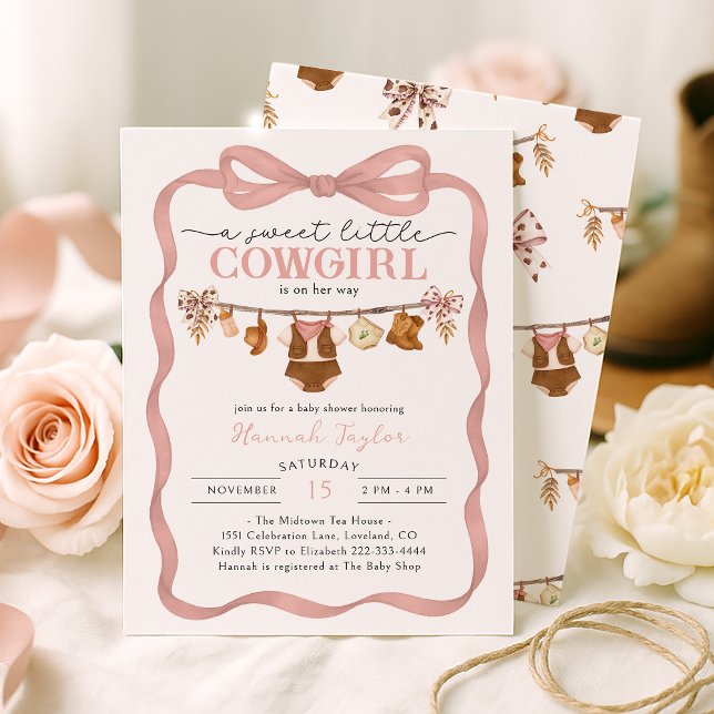 Convites Chá de Bebê da Pequena Cowgirl (Criador carregado)