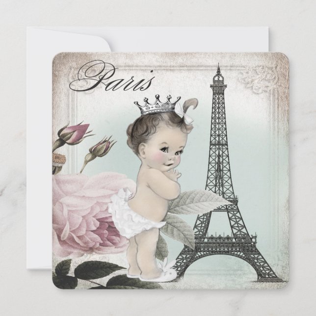 Convites Chá de Bebê da Princesa Paris (Frente)