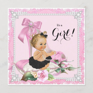 Convites Chá de Bebê da Sapatilha Pérola de Salto Alto