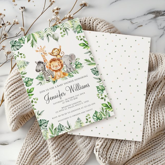 Convites Chá de Bebê da Selva Selvagem Safari Cute (Criador carregado)