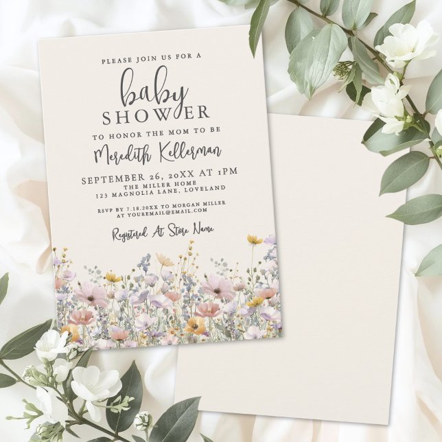 Convites Chá de Bebê das Flores Silvestres (Wildflower Baby Shower Invitation)