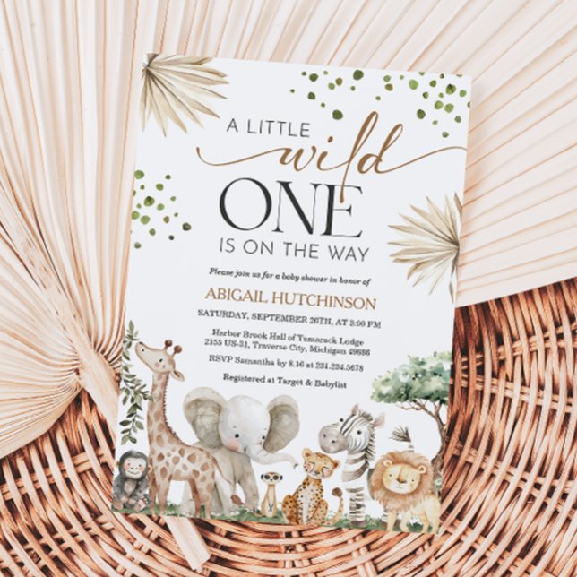 Convites Chá de Bebê de Animais da Savana Neutro em Gênero (Safari Animals Gender Neutral Baby Shower Invitation)