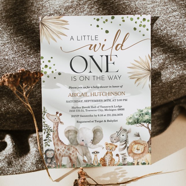Convites Chá de Bebê de Animais da Savana Neutro em Gênero (Safari Animals Gender Neutral Baby Shower Invitation)
