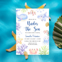 Chá de Bebê de Aquarela Debaixo do Mar Animais Oce