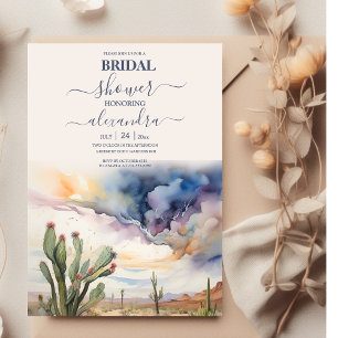 Convites Chá de Bebê de Aquarela Deserto e Cactus