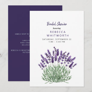 Convites Chá de Bebê de Aquarela Lavanda Elegante