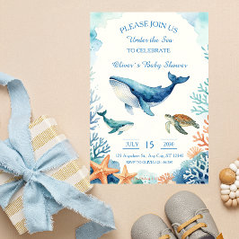 Convites Chá de Bebê de Aquarela Sob o Mar
