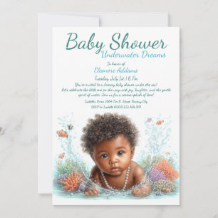 Convites Chá de Bebê de Aquarela Sonhos Subaquáticos