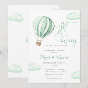 Convites Chá de Bebê de Balão de Ar Quente Neutro Voando Al